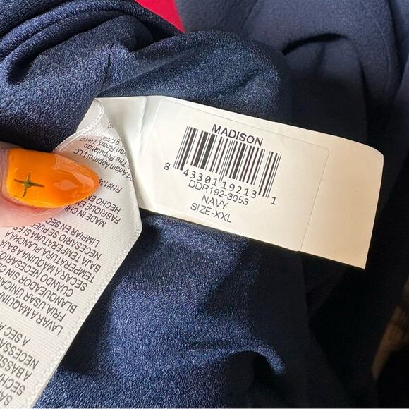 NWT Dress The Population Madison Ruffle Trimmed Strapless Midi Dress Navy XXL - Picture 6 of 8